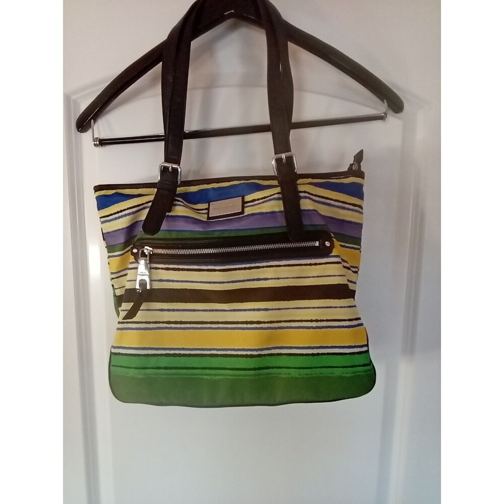 Dana Bachman Stripped Tote Bag In Green Yellow and Blue. Excellent Condition